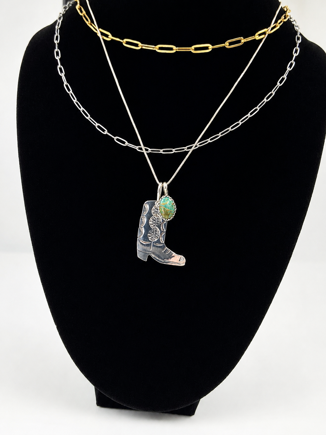 Cowgirl Keepsake Turquoise Boot Charm Necklace