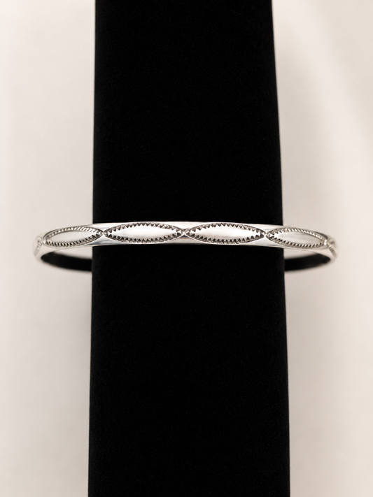 Tahe Sterling Silver Stamped Tri Wire Stacker Cuff