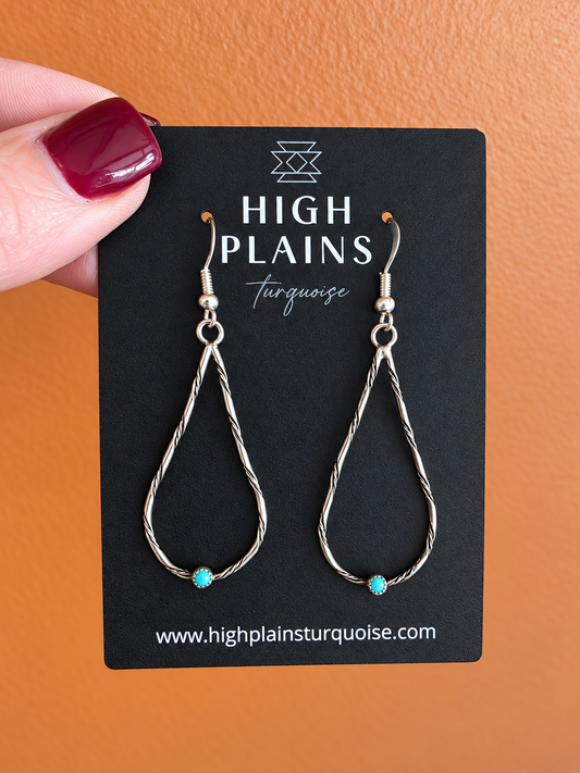 Sterling Twist Wire Turquoise Earrings