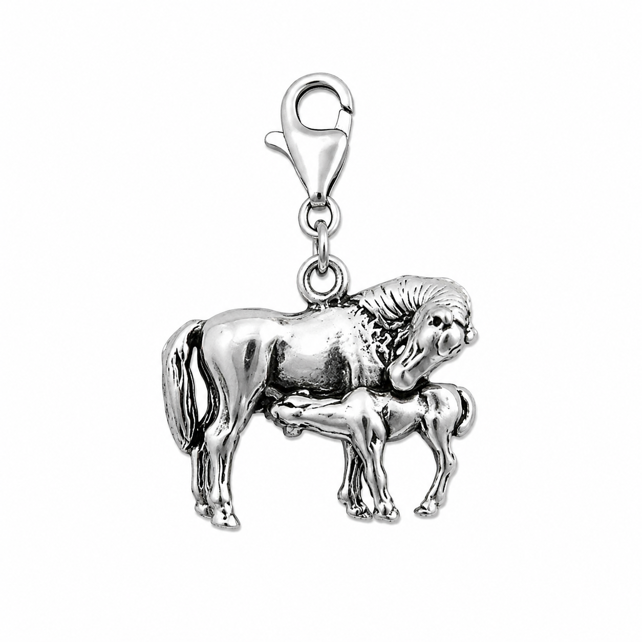 Sterling Silver Mare and Colt Charm