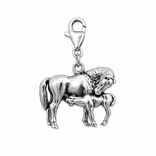 Sterling Silver Mare and Colt Charm