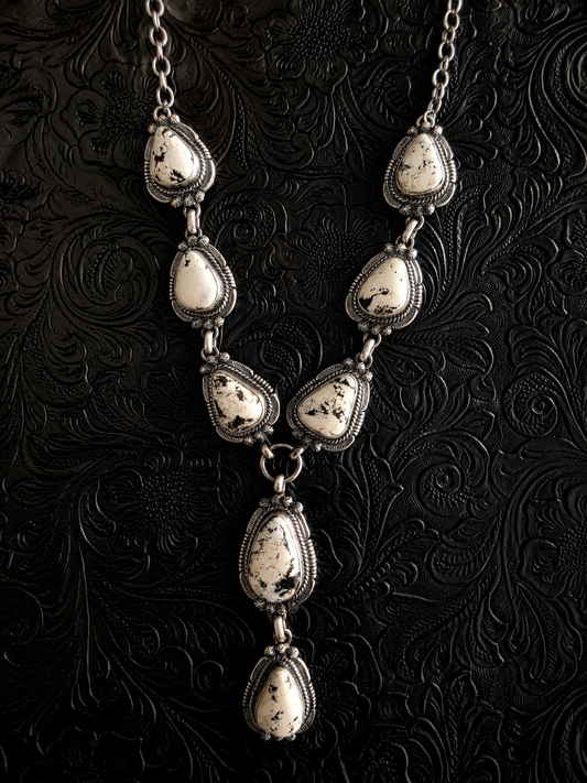 Melvin Francis White Buffalo Teardrop Lariat Set