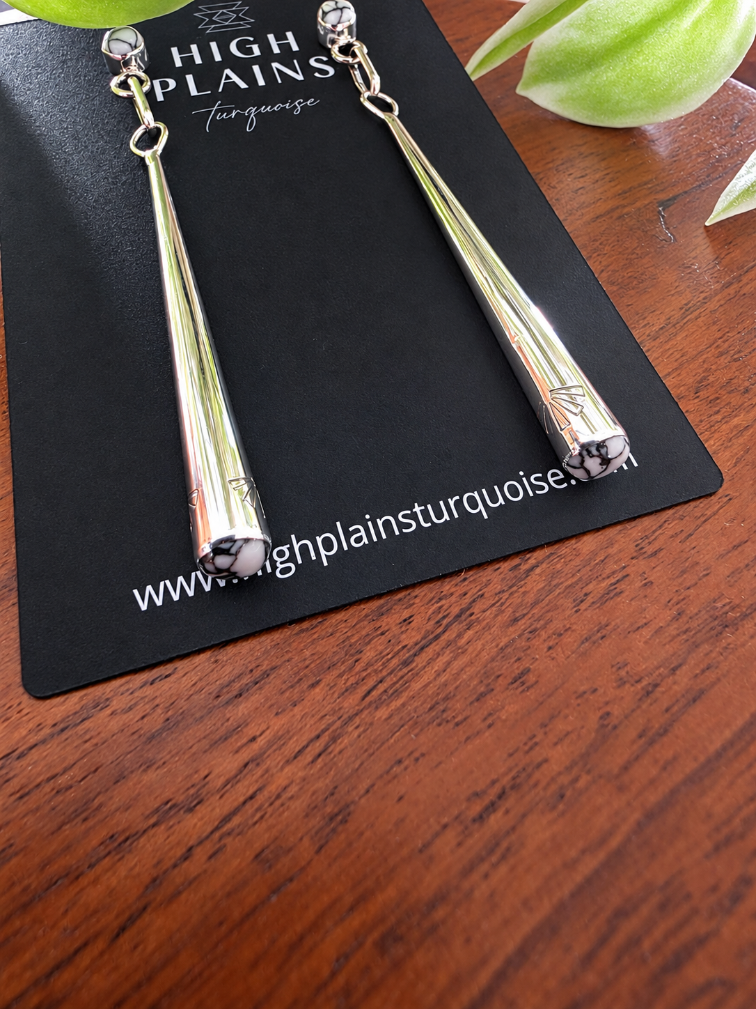 White Buffalo Spear Drop Earrings