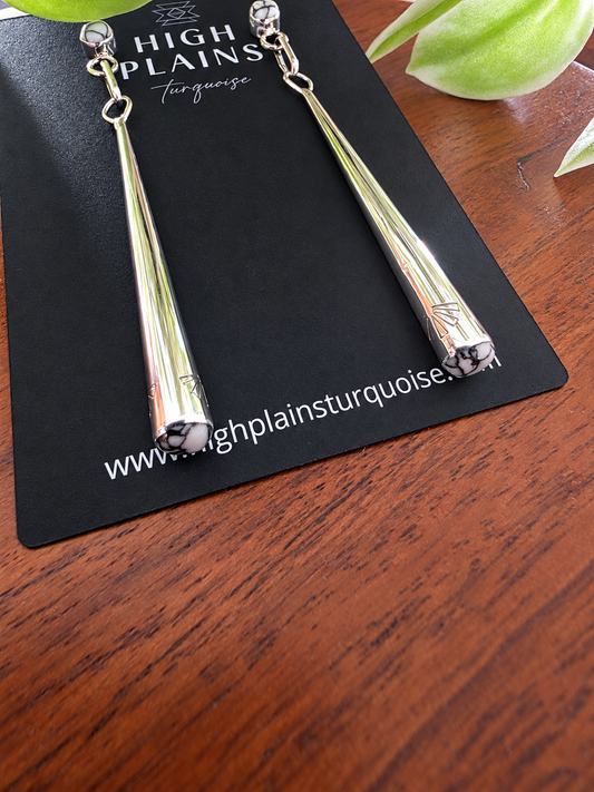 White Buffalo Spear Drop Earrings