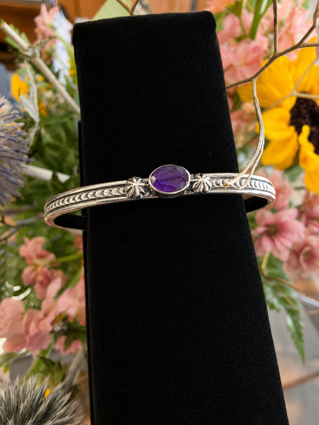 June Defauto Amethyst Sterling Cuff Bracelet