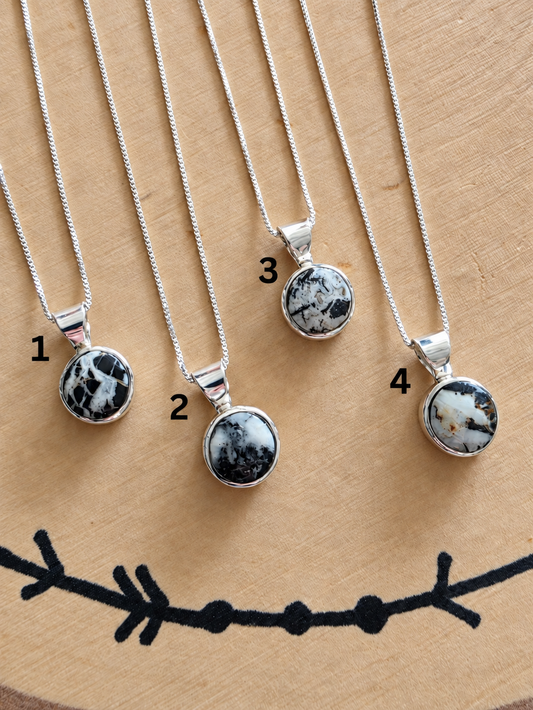 White Buffalo Round Pendant Necklace