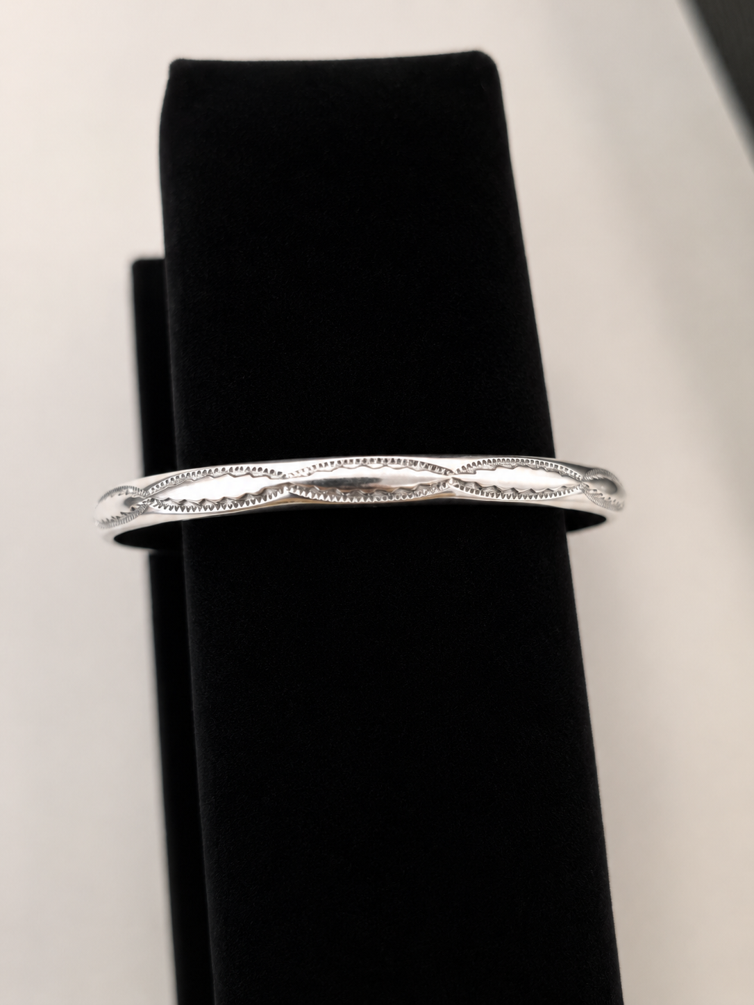 Elaine Tahe Heavy Gauge Stamped Sterling Half Round Stacker Cuff