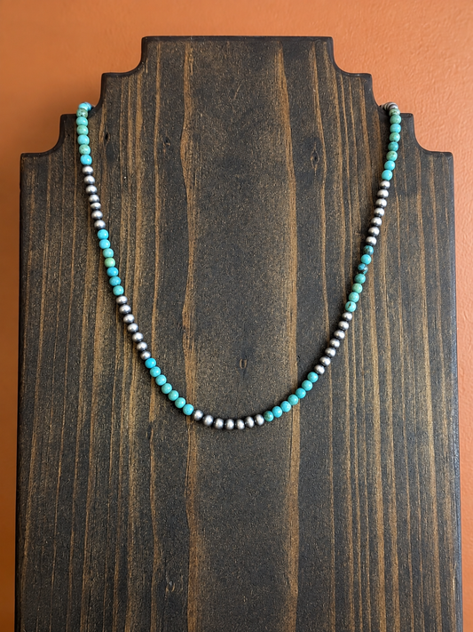 Turquoise Trail Sterling Bead Necklace