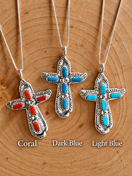 Zuni Western Grace Cross Pendant Necklace