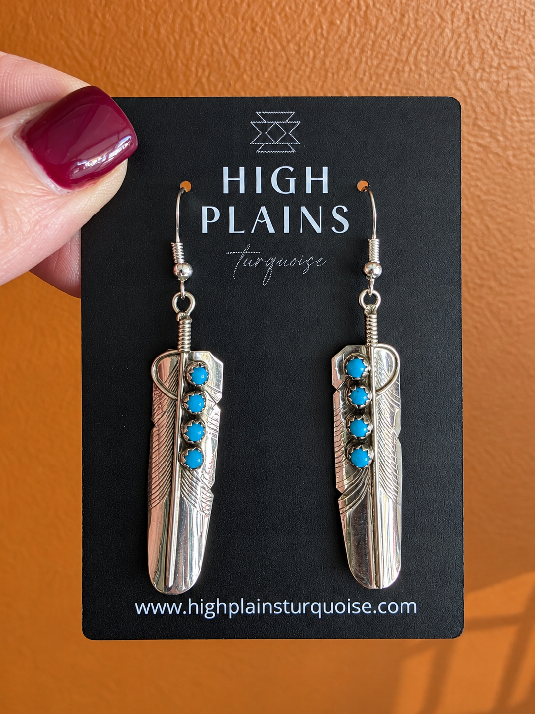 Sterling Sleeping Beauty Feather Earrings