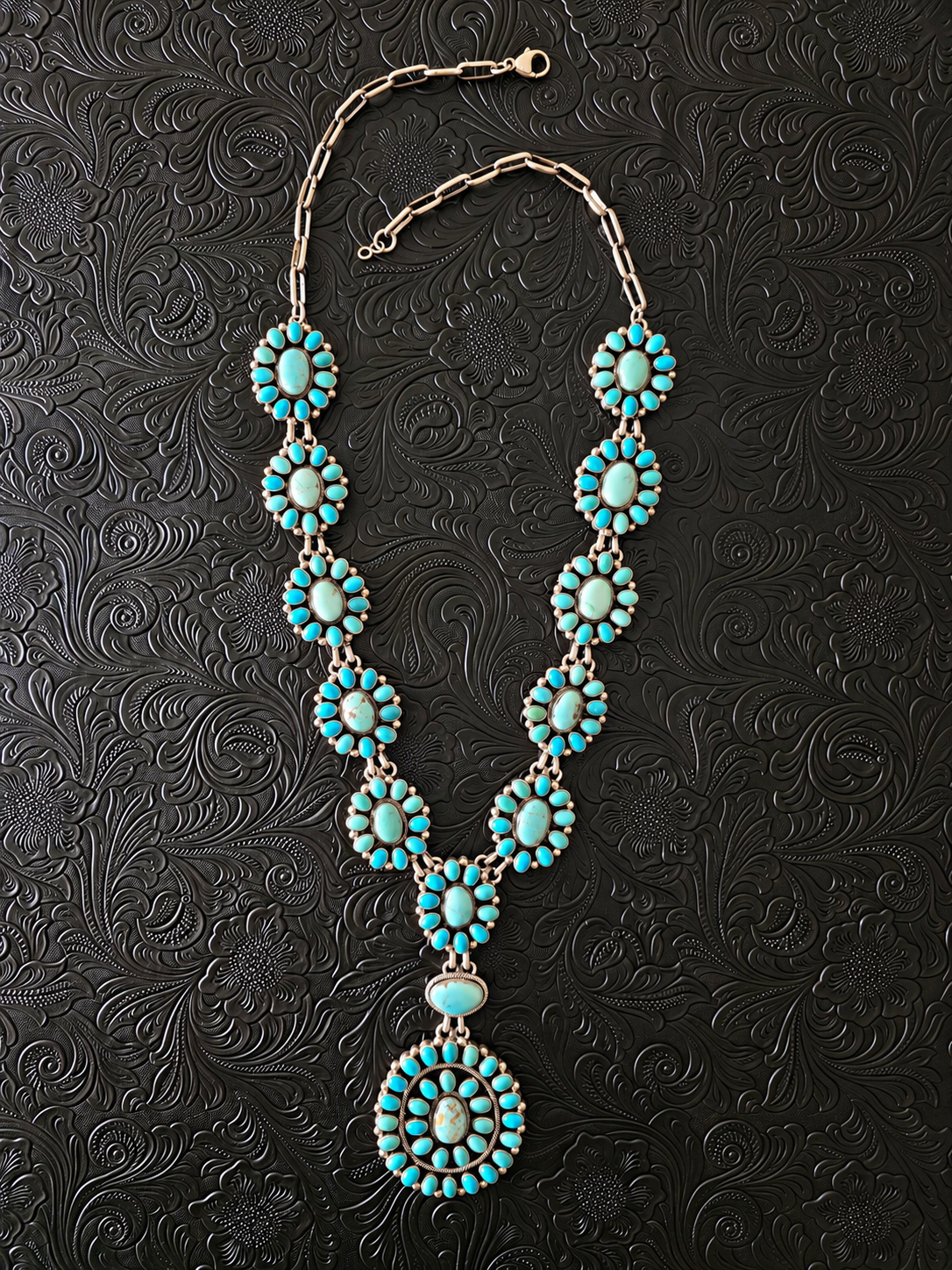 Paul Livingston Lone Mountain Turquoise Cluster Statement Necklace