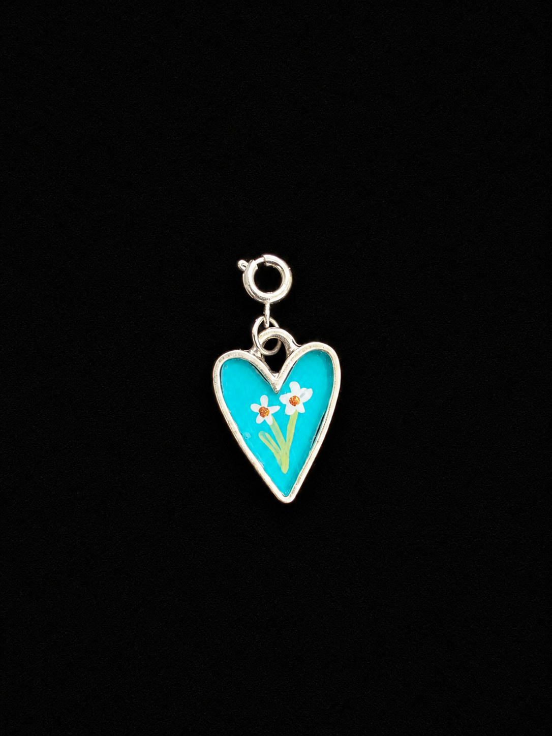 Stainless Steel Hand Painted Heart Charm