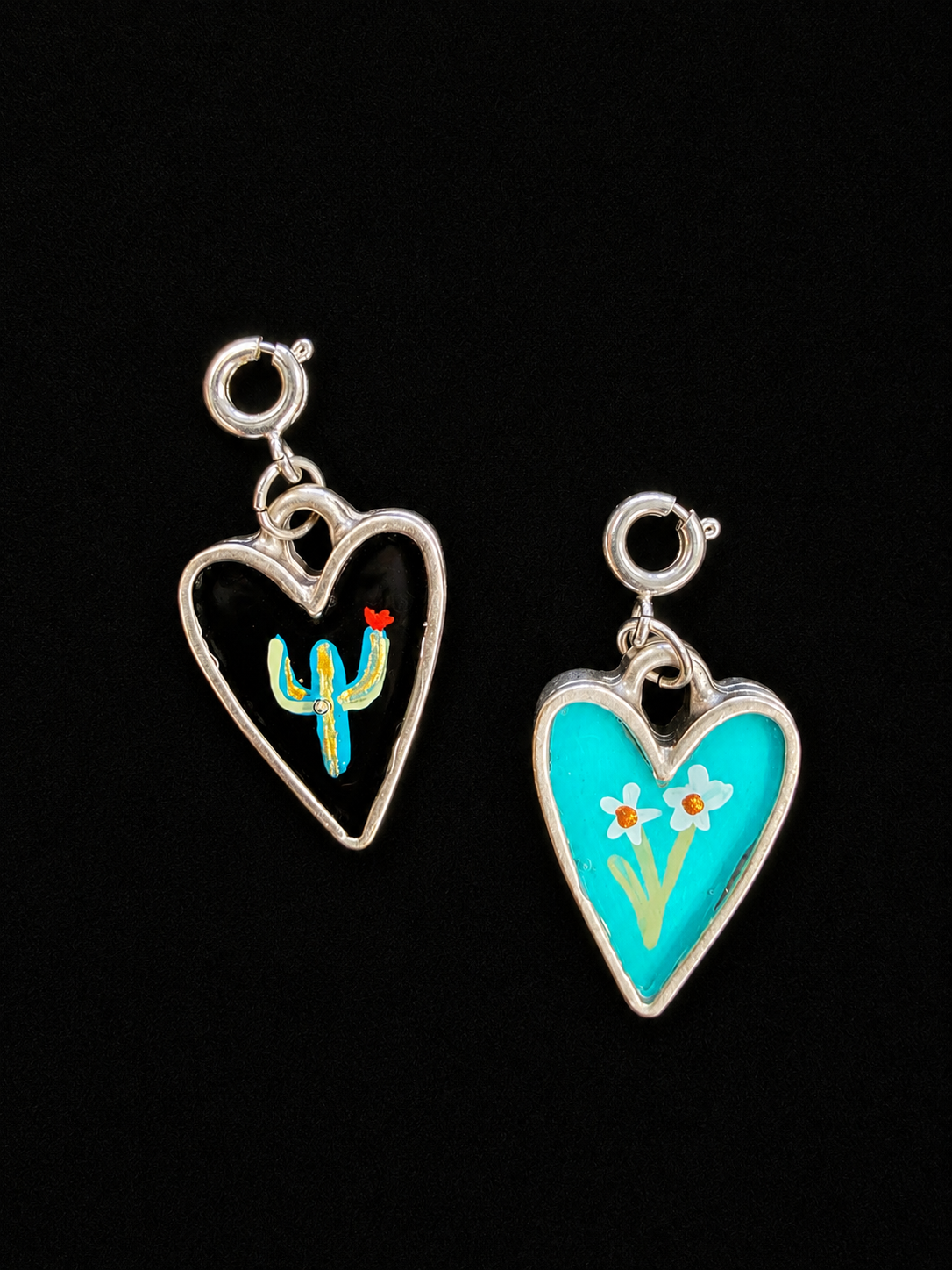 Stainless Steel Hand Painted Heart Charm