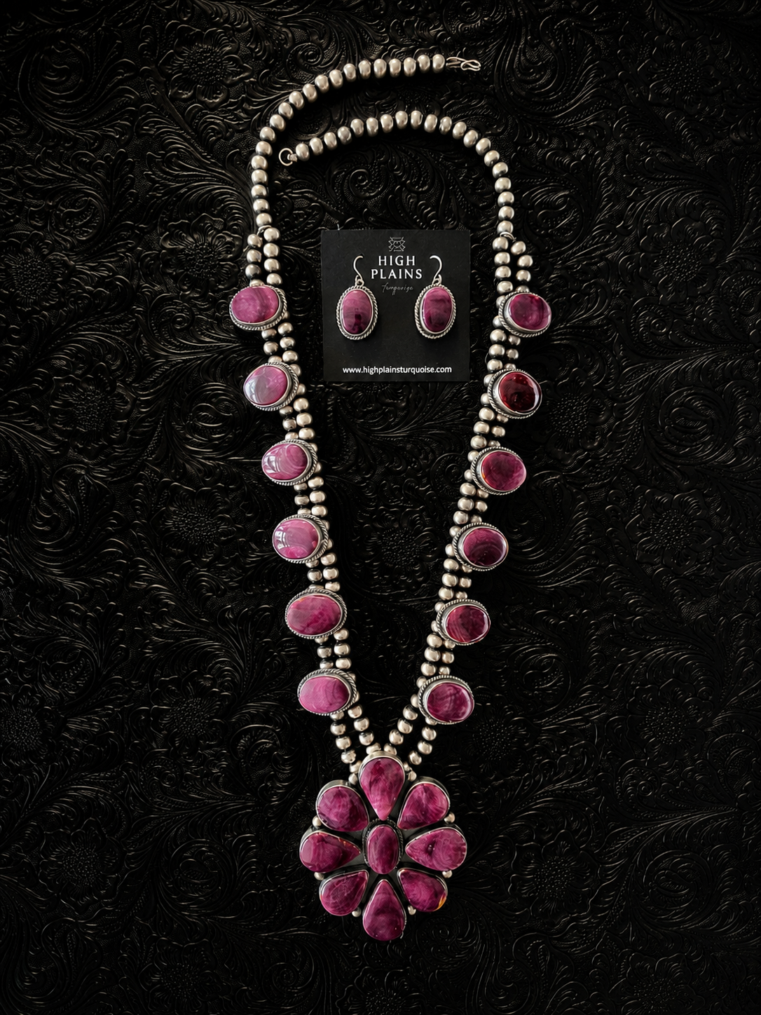 Royal Bloom Purple Spiny Oyster Cluster Statement Set