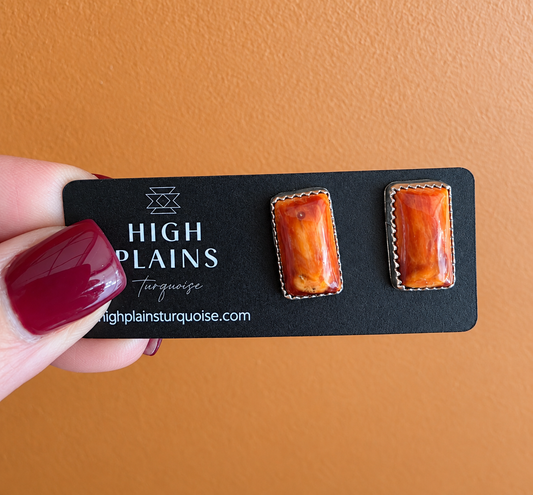Classic Rectangle Spiny Oyster Earrings