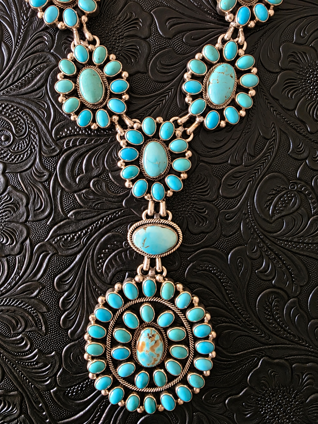 Paul Livingston Lone Mountain Turquoise Cluster Statement Necklace