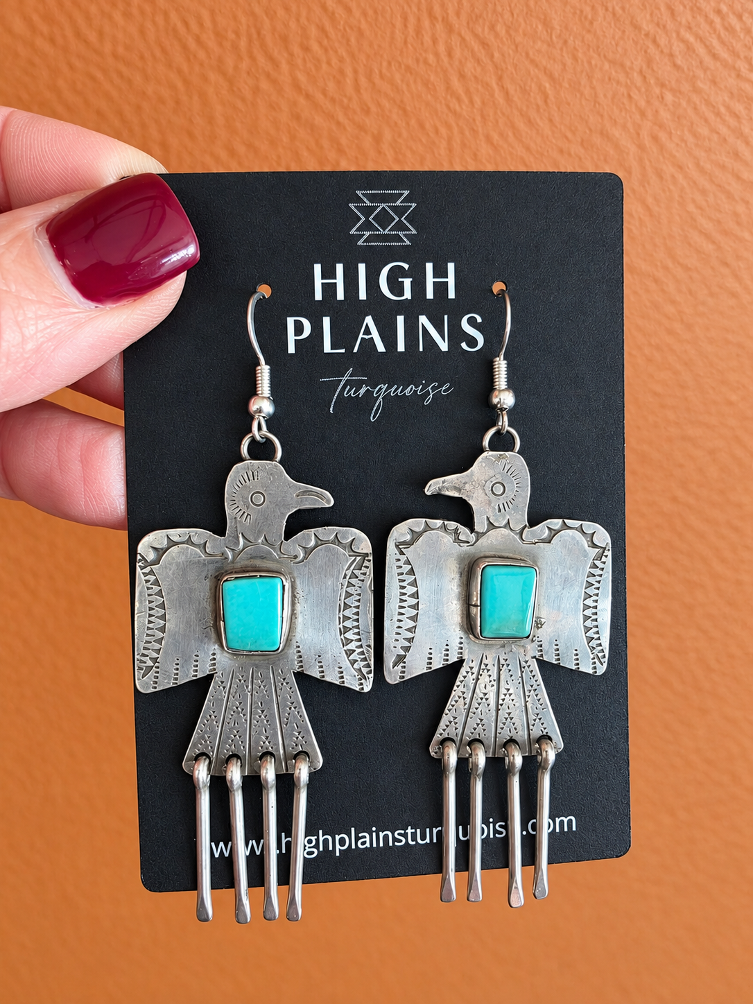 Turquoise Thunderbird Fringe Earrings