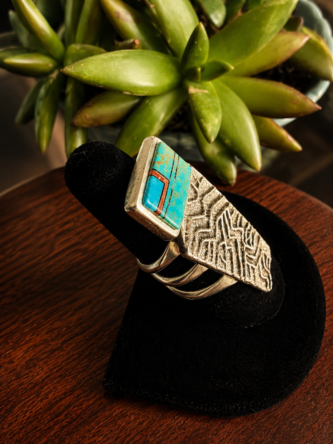Sterling Silver Multi Stone Inlay Ring