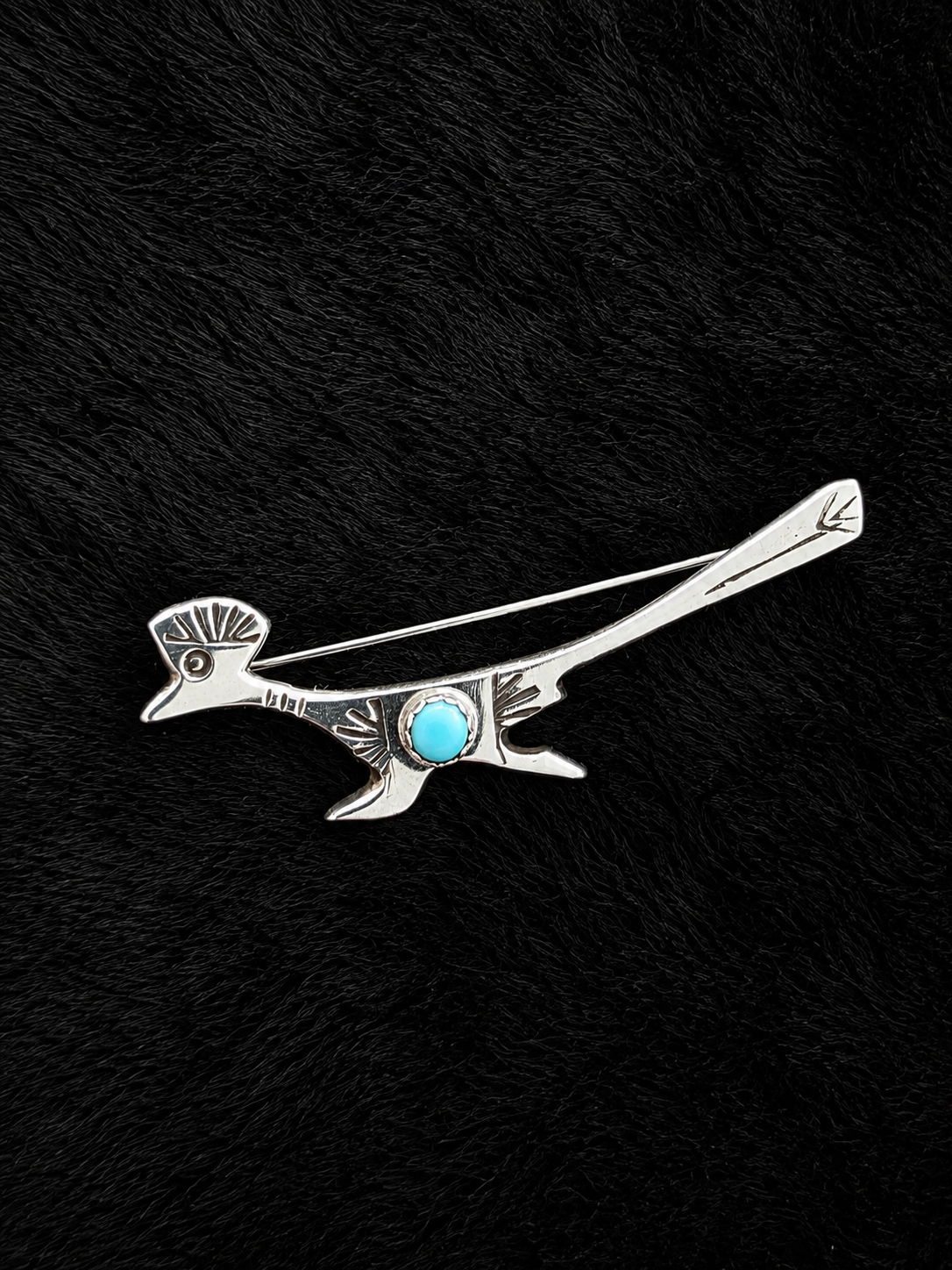 Sterling Silver Turquoise Roadrunner Pin