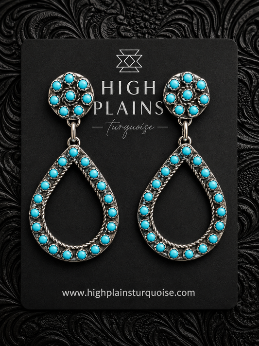 Zuni Sleeping Beauty Turquoise Petit Point Earrings