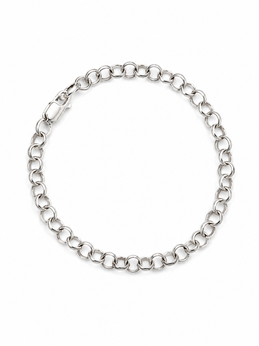 Sterling Silver Medium Rolo Link Charm Bracelet
