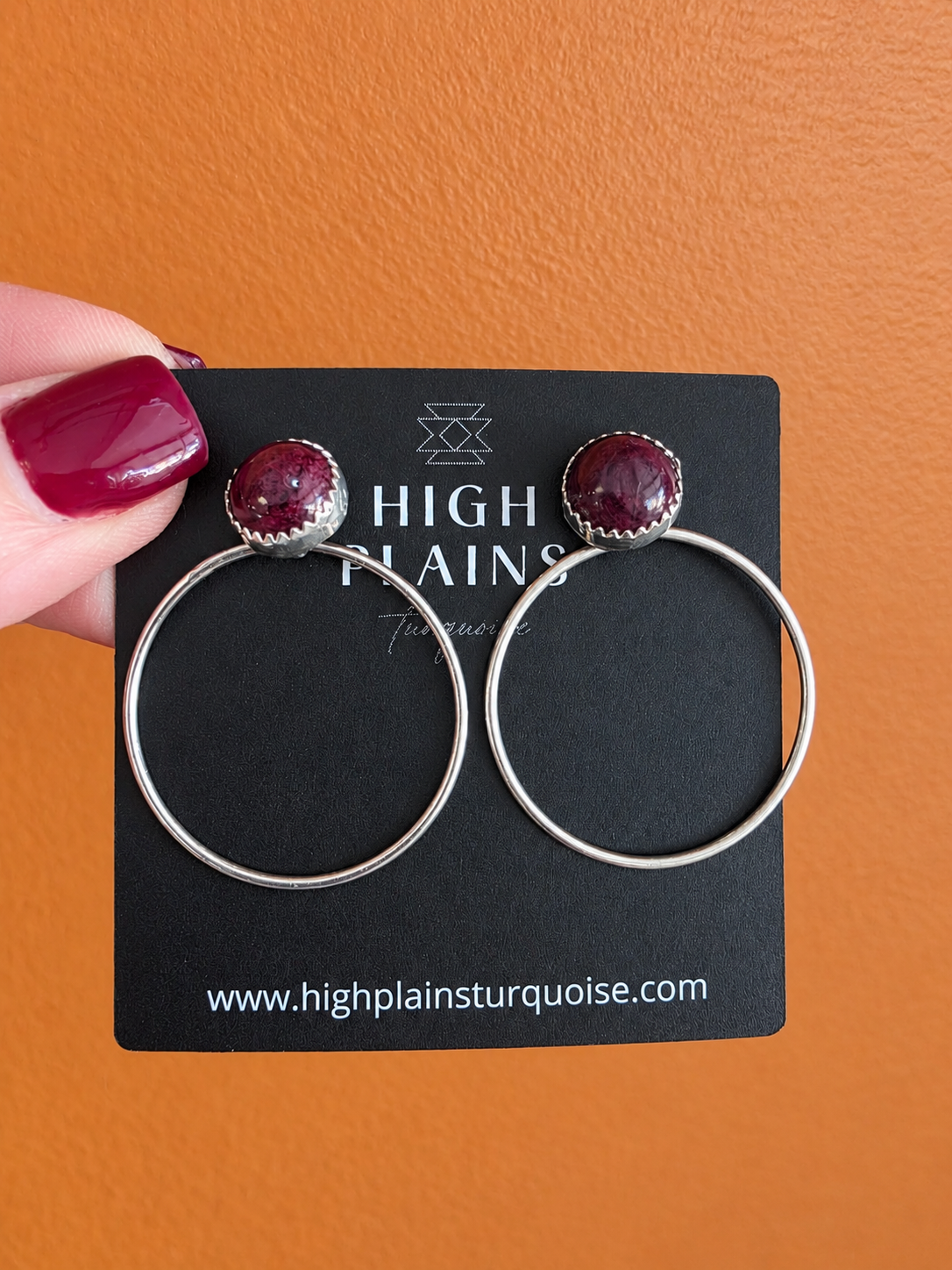 Purple Spiny Sterling Hoop Earrings