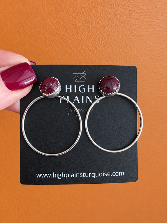 Purple Spiny Sterling Hoop Earrings