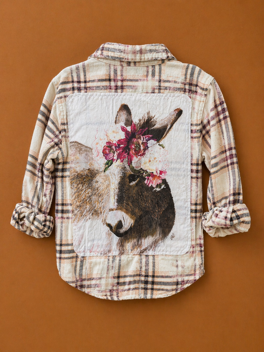 Blossom Donkey Flannel Button Up Shirt by Dolly Estelle - 5T