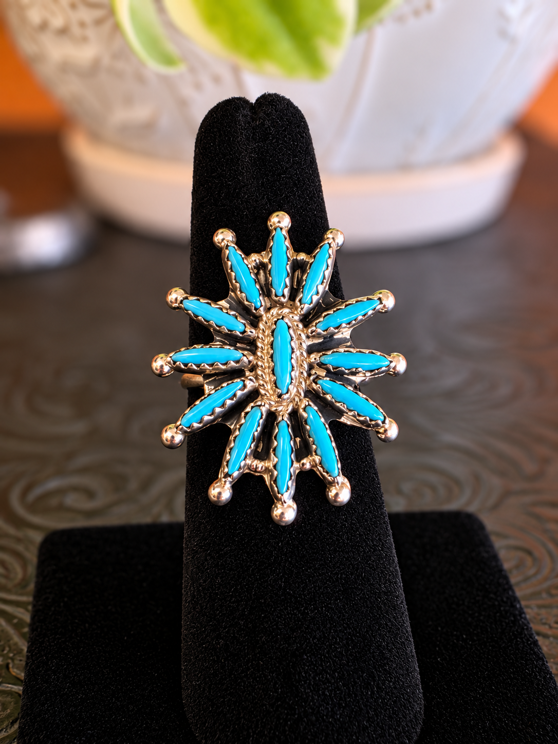 Zuni Needlepoint Sleeping Beauty Turquoise Ring