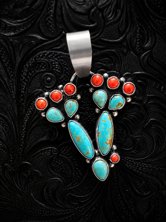 Betty Tom Tyrone Coral Cactus Pendant