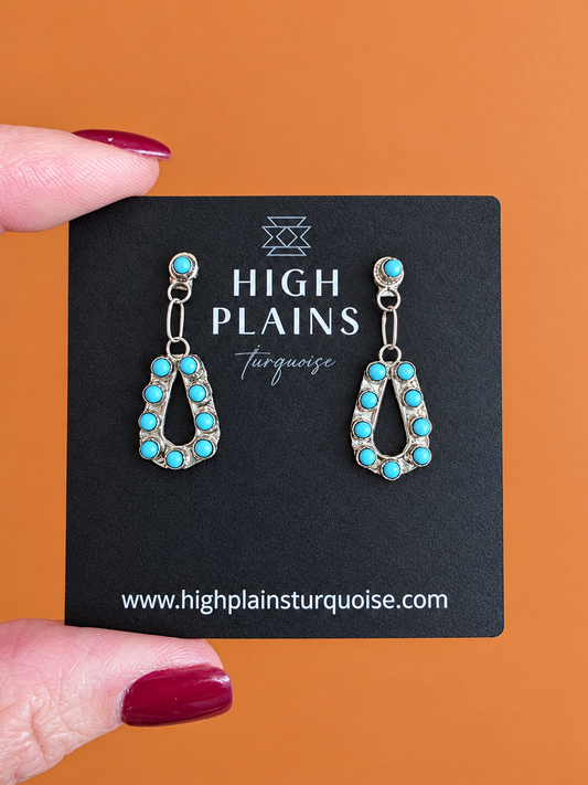 Zuni Sleeping Beauty Petit Point Teardrop Earrings