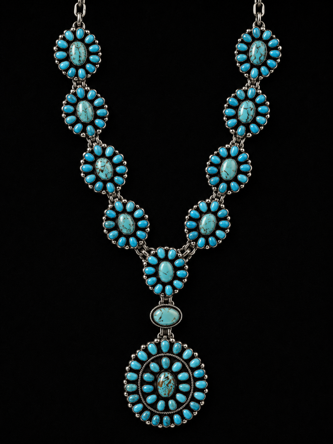 Paul Livingston Lone Mountain Turquoise Cluster Statement Necklace