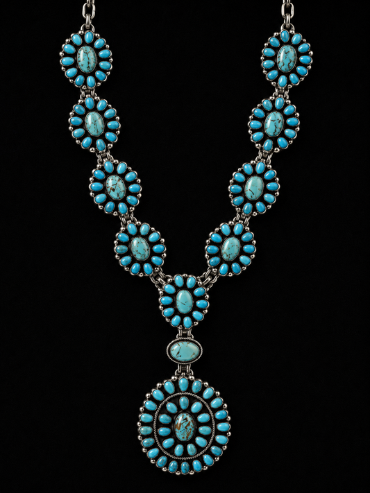 Paul Livingston Lone Mountain Turquoise Cluster Statement Necklace