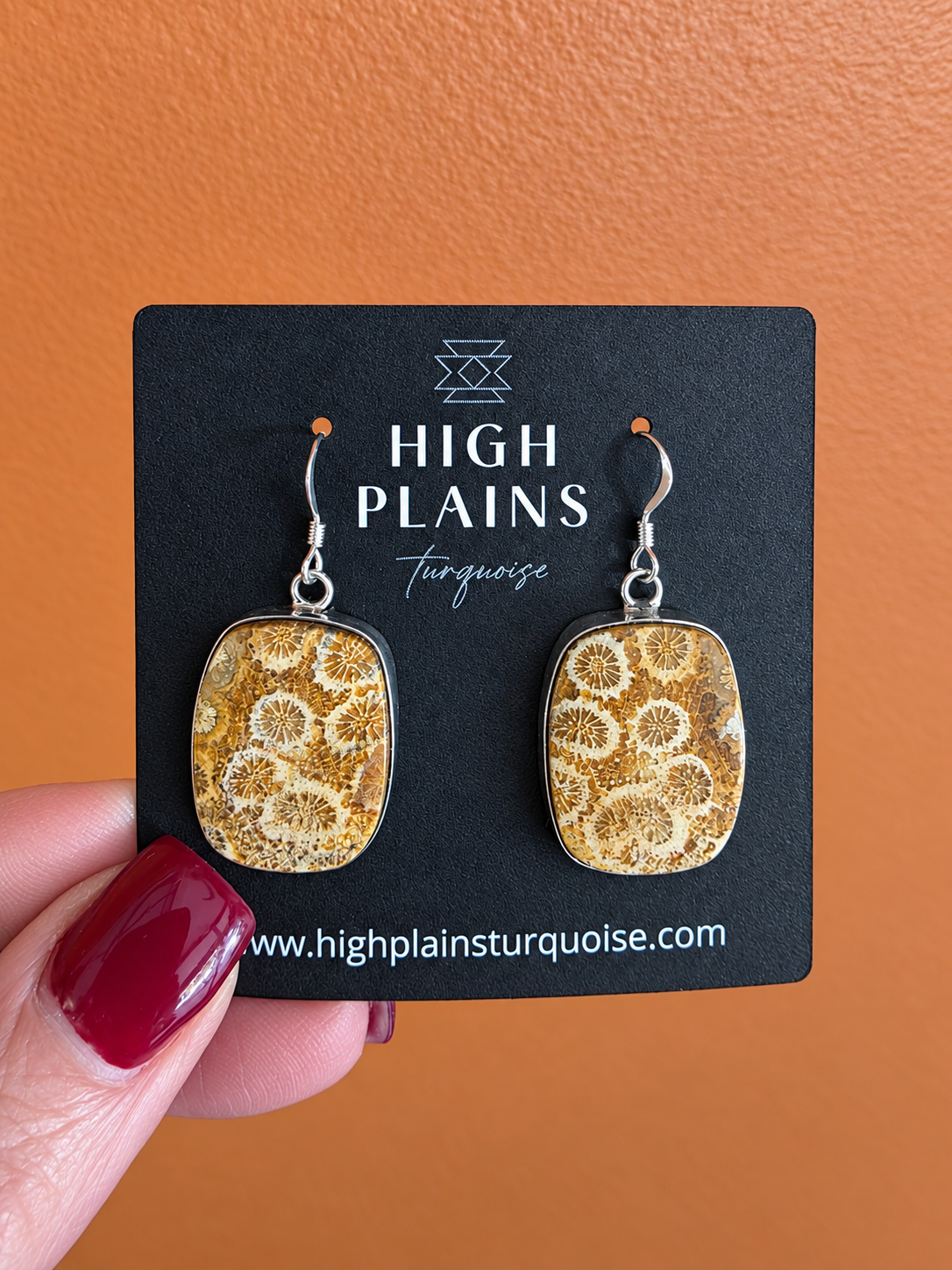 Fossilized Coral Sterling Drop Earrings