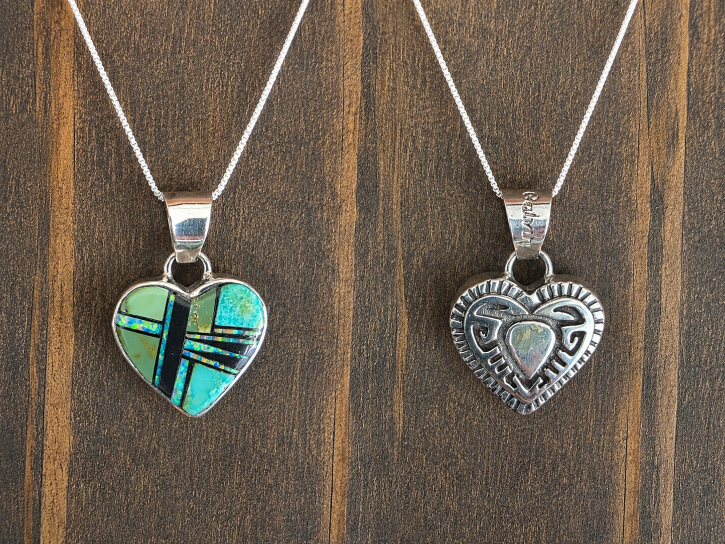 Sonoran Gold Turquoise Sterling Inlay Reversible Pendant Necklace