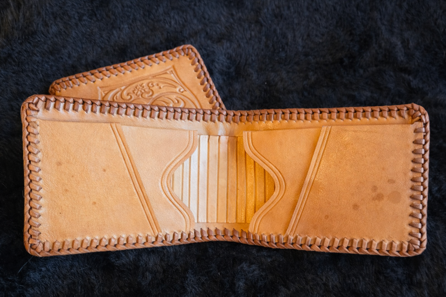 Men's Tooled Leather Laced Wallet