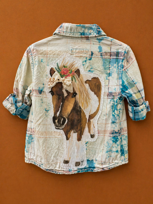 Gypsy Bow Cotton Button Up Shirt by Dolly Estelle - 18M