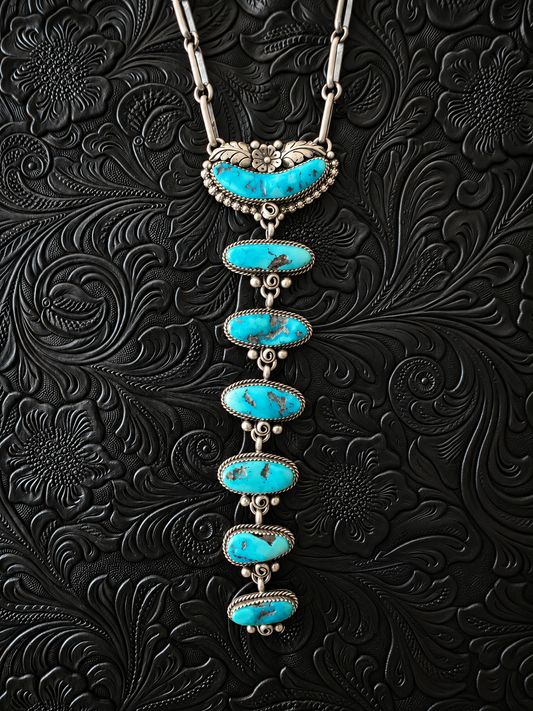 7-Stone Sleeping Beauty Cascade Necklace