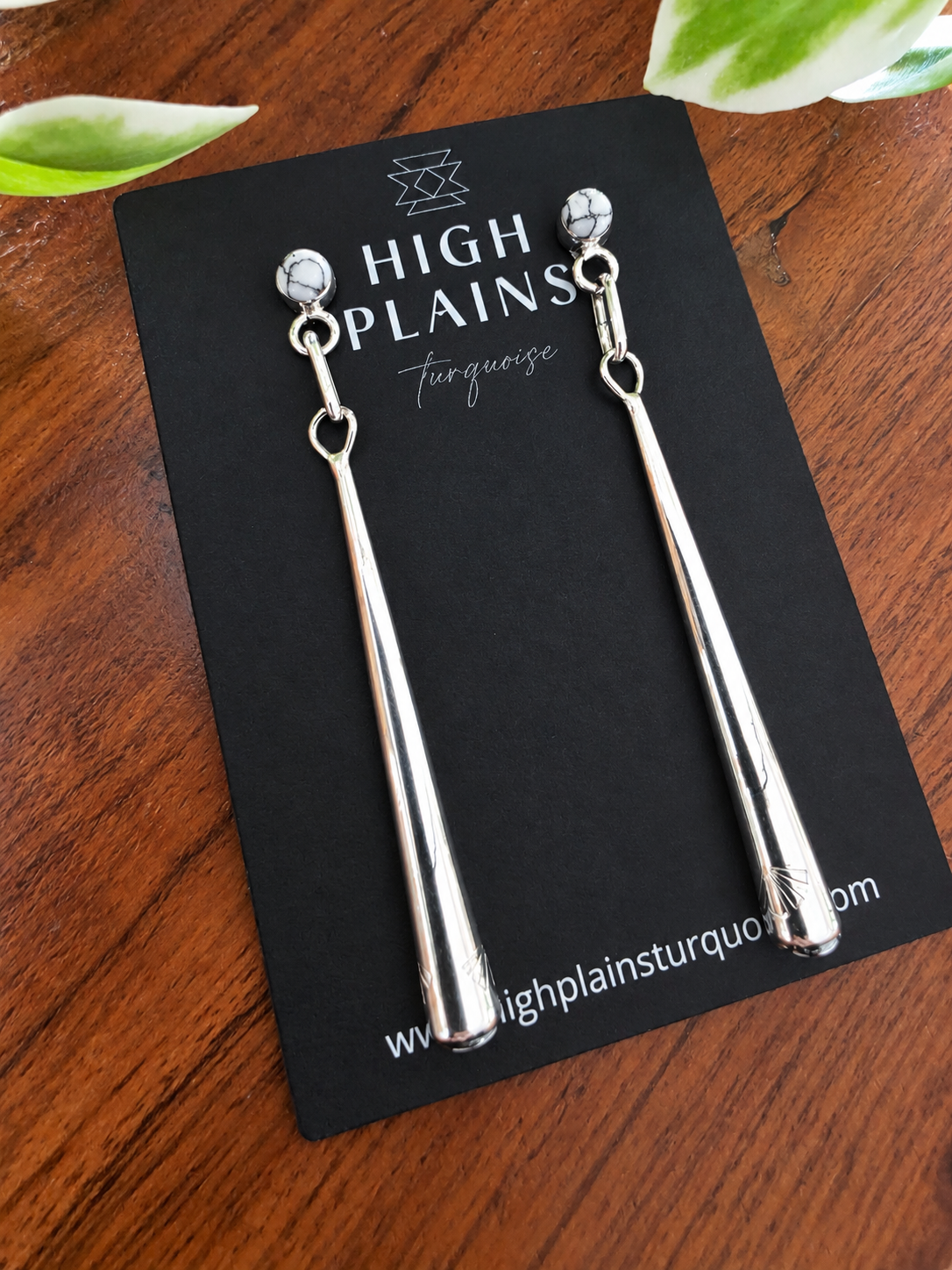 White Buffalo Spear Drop Earrings