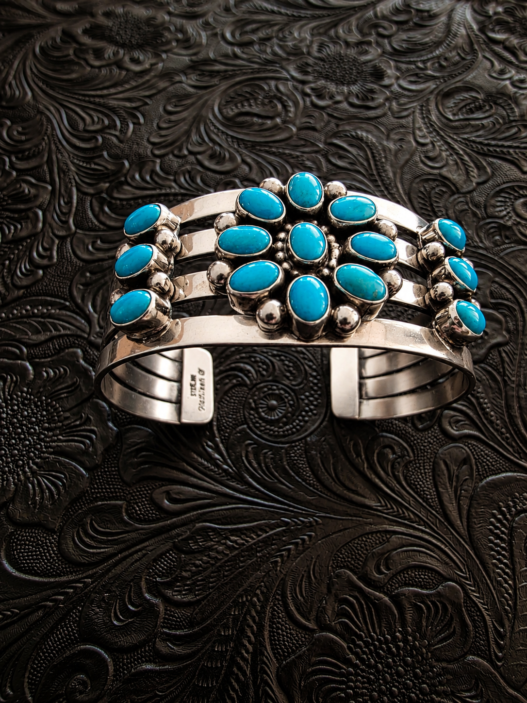 Sleeping Beauty Turquoise Cluster Cuff Bracelet