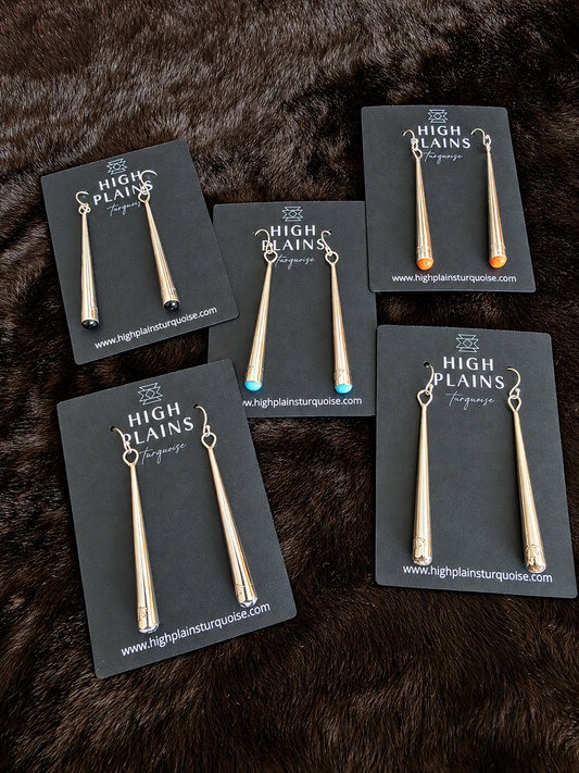 Sterling Spear Drop Stone Accent Earrings