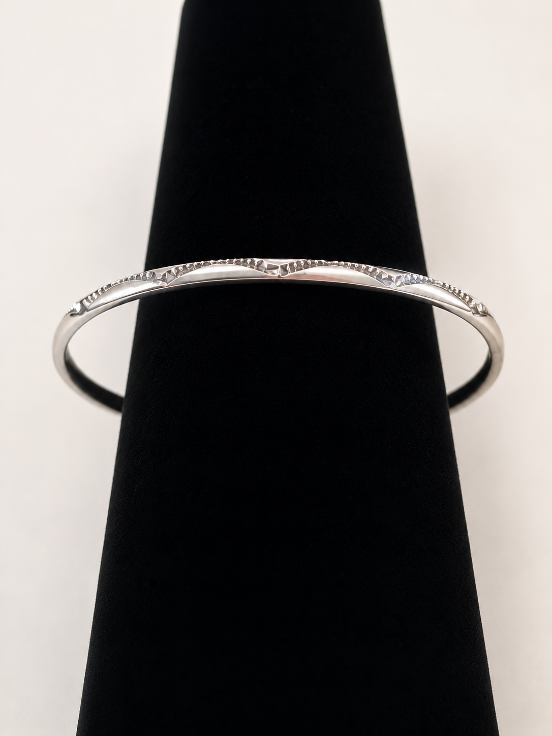 Tahe Sterling Silver Stamped Half Round Stacker Cuff