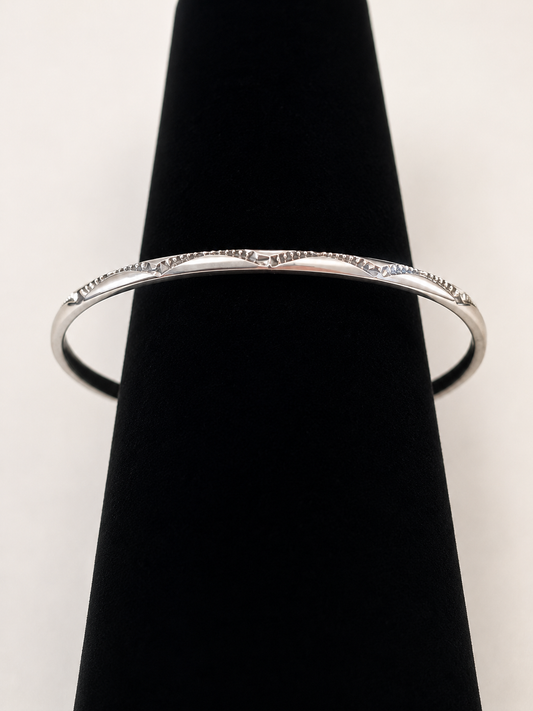 Tahe Sterling Silver Stamped Half Round Stacker Cuff
