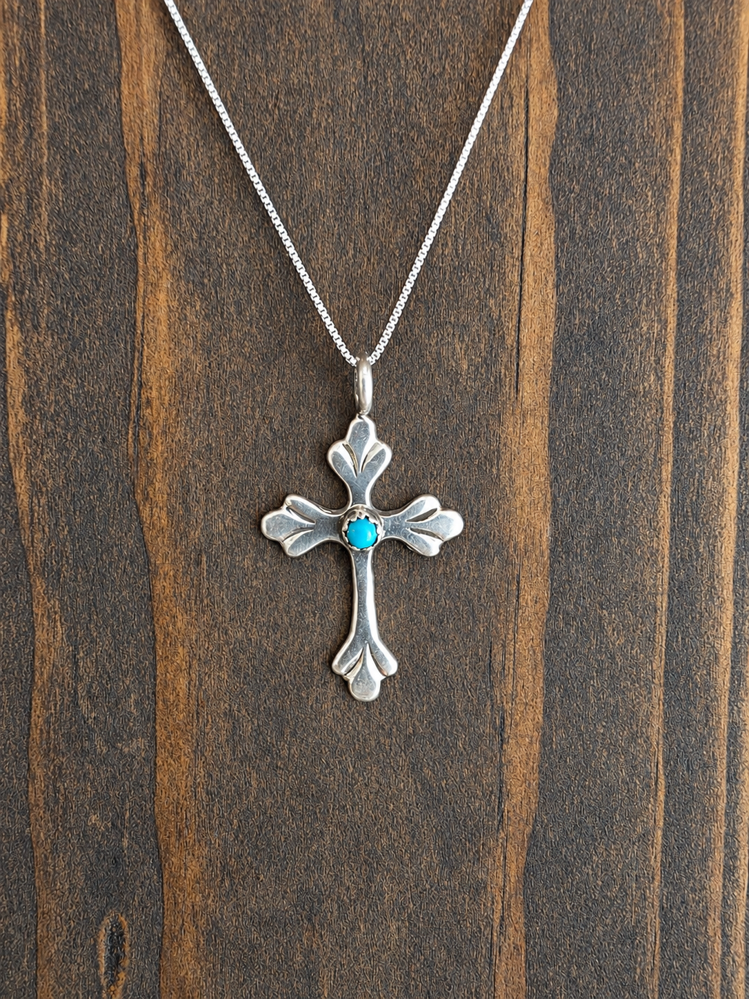 Turquoise Trinity Cross Pendant Necklace