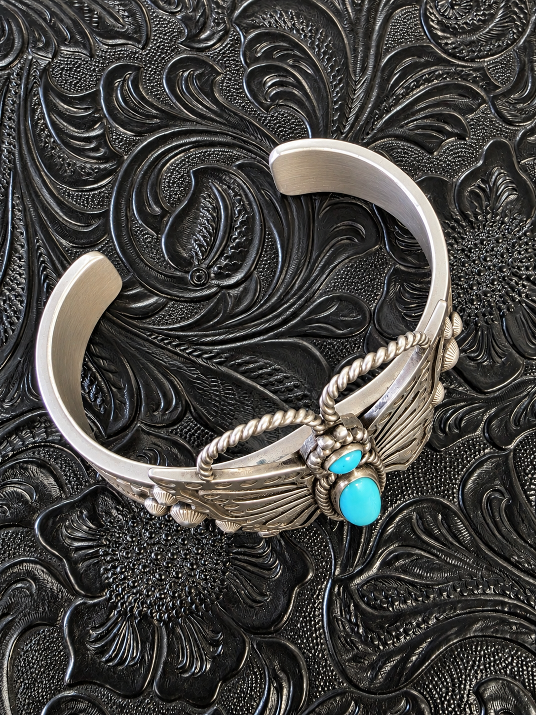 Herman Smith Kingman Turquoise Butterfly Cuff