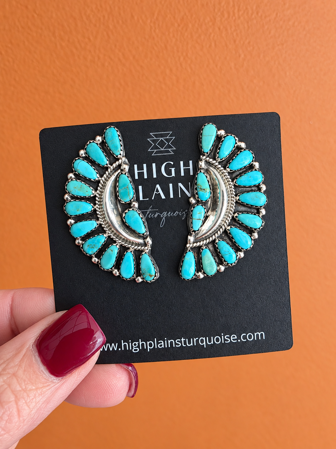 Kingman Turquoise Half Cluster Earrings