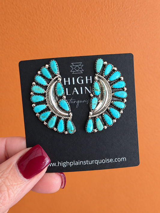 Kingman Turquoise Half Cluster Earrings