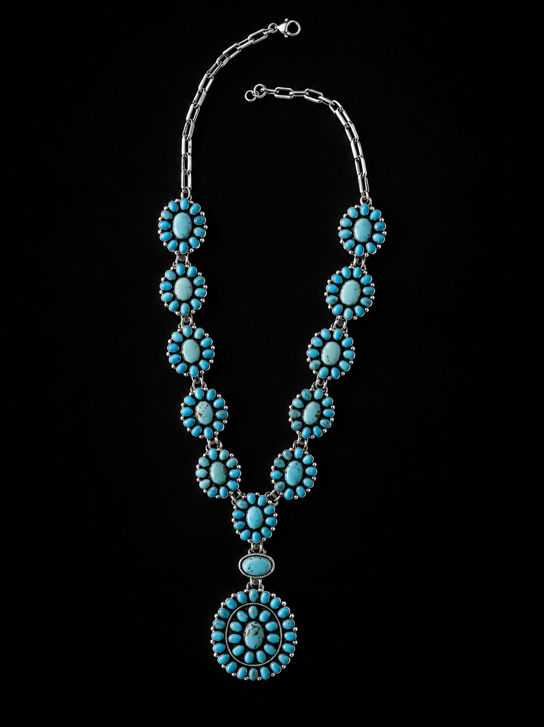 Paul Livingston Lone Mountain Turquoise Cluster Statement Necklace