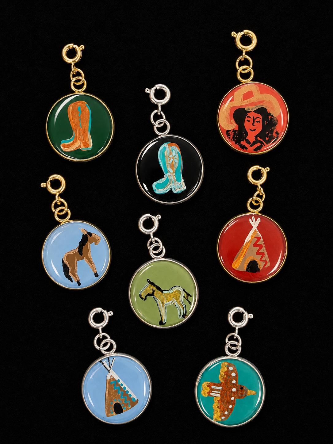 Hand Painted Western Round Charms (Large)