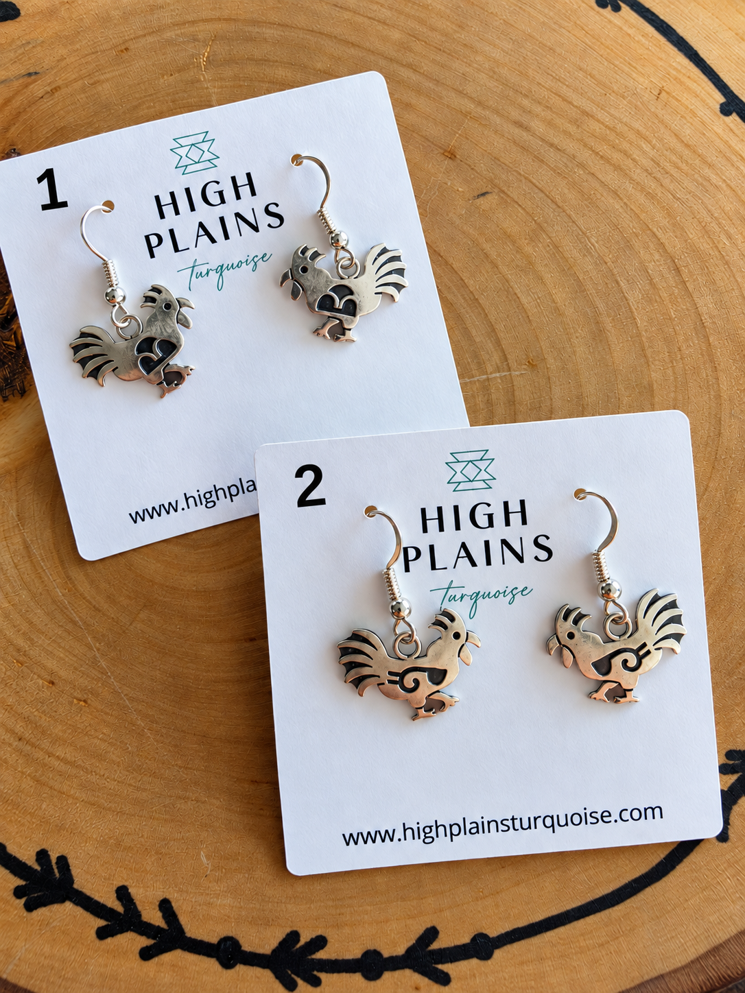 Silver Sunrise Rooster Earrings